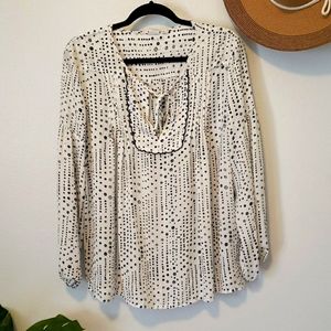 Gap White Long Sleeve Top with Blue Flowers